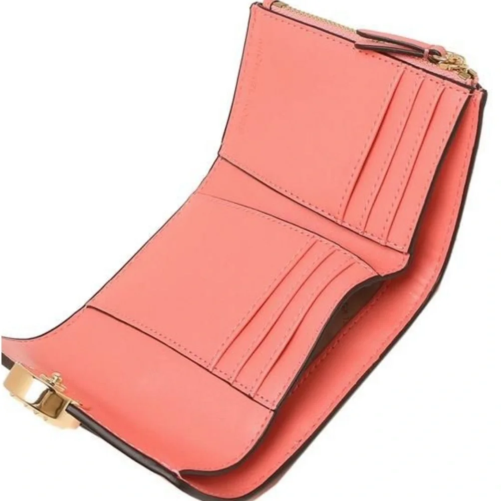 NWT MICHAEL KORS CARMEN MEDIUM FLAP BIFOLD WALLET GRAPEFRUIT COLOR